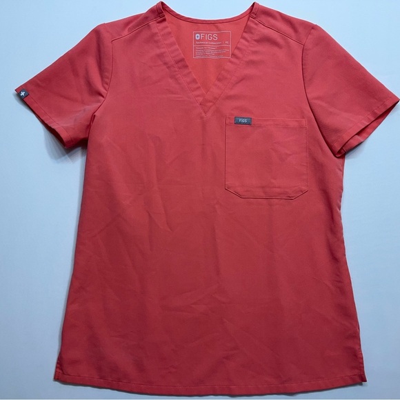 Figs Catarina One-Pocket Scrub Top Womens Size XS Pink V Neck FW1000 PO 1758 - Picture 1 of 10